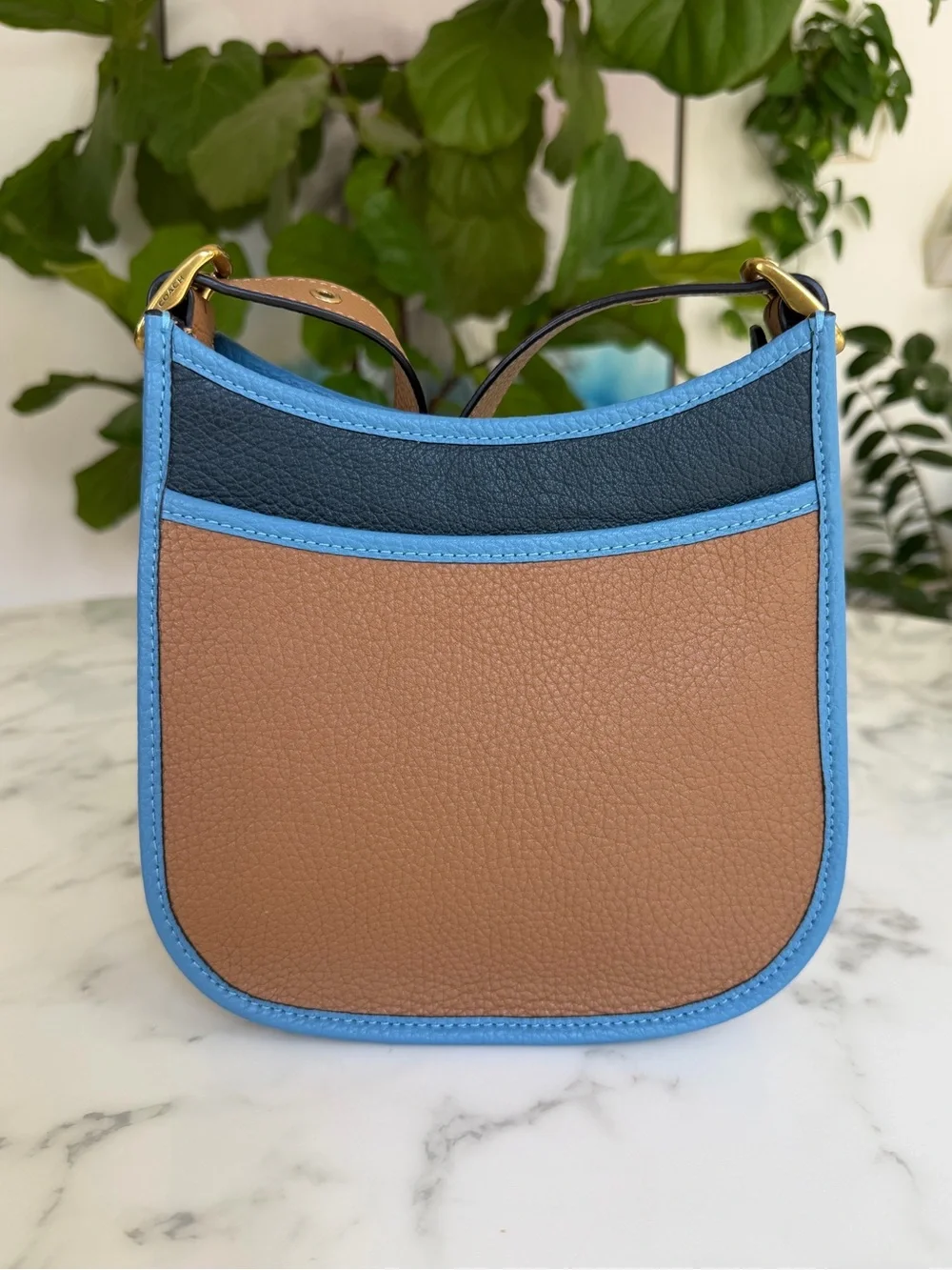 NWOT Coach Emery Crossbody 21 In Colorblock Light Saddle Pine Green Multi 89124